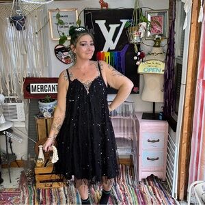 Simplee Apparel Black Midi Dress with Sequin Details